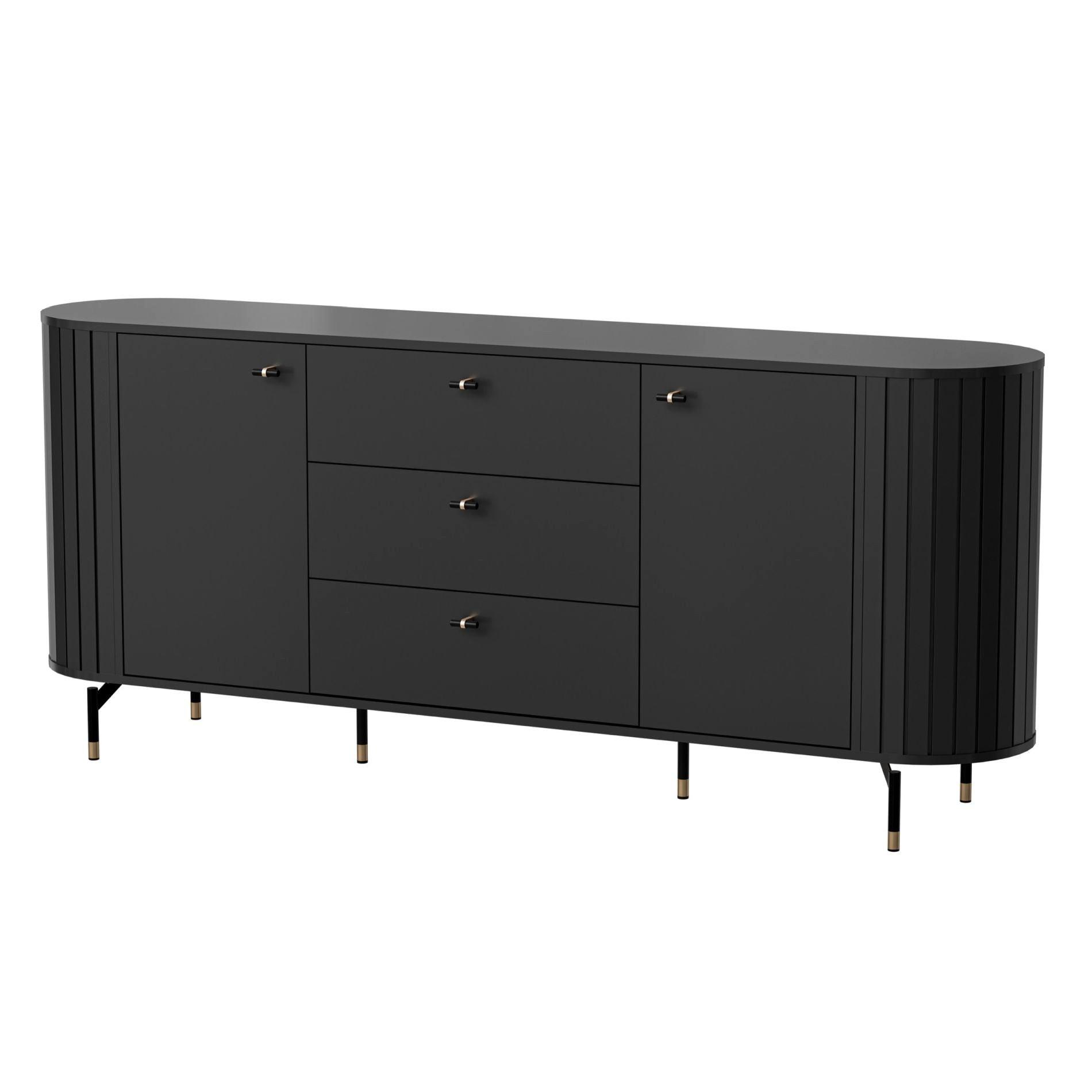 SIDEBOARD Zante Schwarz 190 cm - Goldfarben/Schwarz, Holzwerkstoff/Metall (190/81/40cm) - Selsey