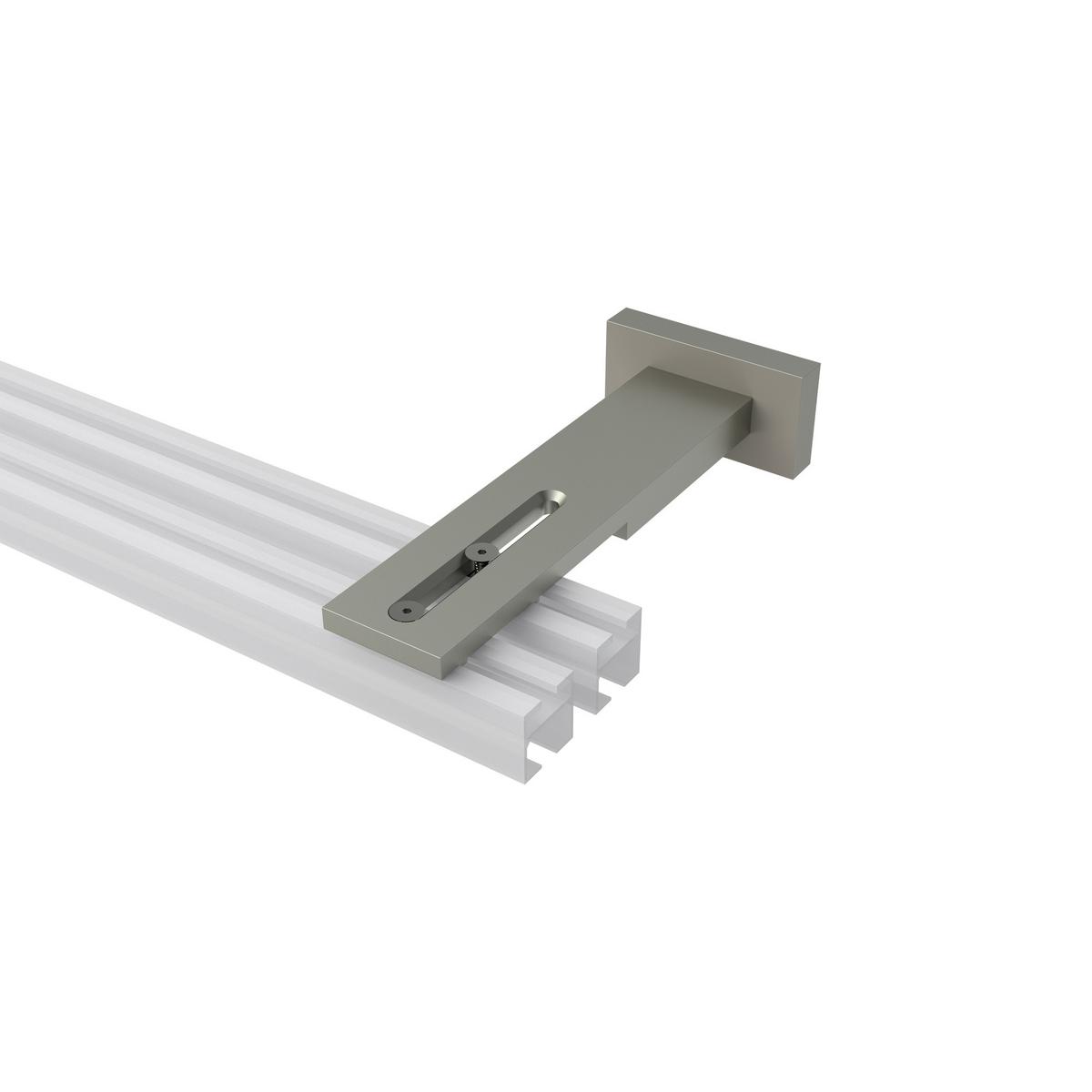 TRÄGER FÜR GARDINENSTANGEN INNENLAUF 20x20 mm, Quadline (Multi) Langloch 1 bis 3-läufig, Satin-Silber - Silberfarben, Metall (15.9/3.2/6.6cm) - INTERDECO