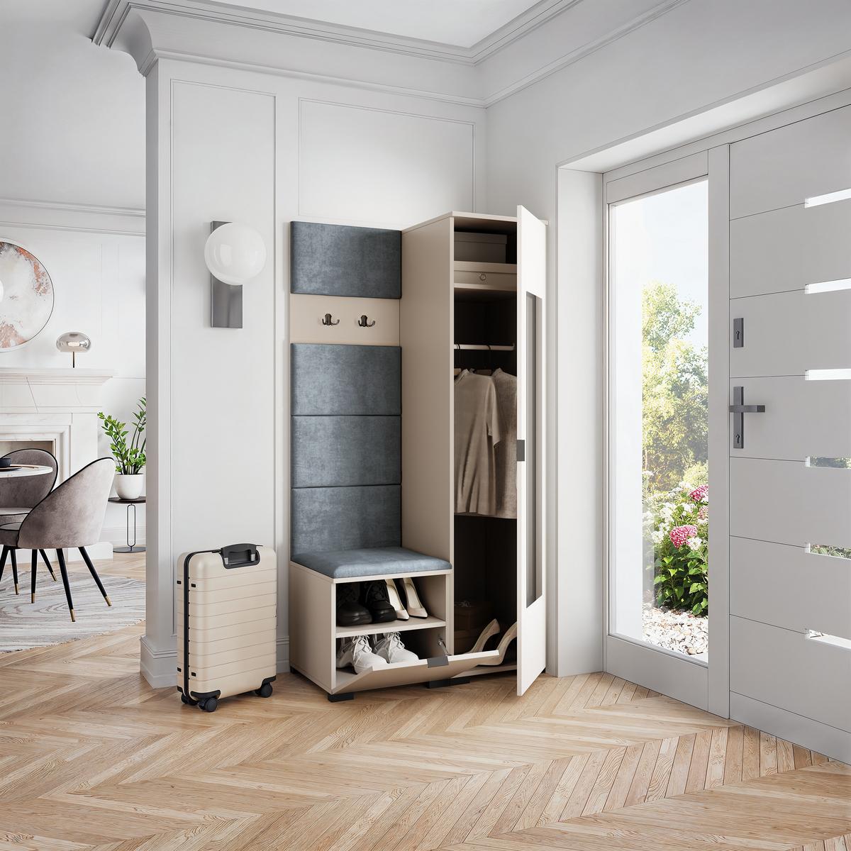 GARDEROBENSCHRANK VIRA 95/181/51 cm Modern Garderobe-Set Kaschmir - Kaschmir/Grau, Holzwerkstoff (95/181/51cm) - MASSENO