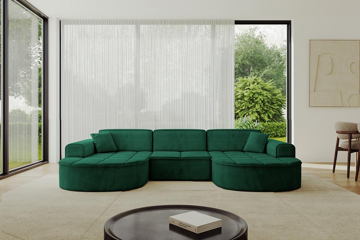 WOHNLANDSCHAFT TARO-U1 - 303x171x79,5 cm Grün - Grün, Holzwerkstoff/Textil (303/79.5/171cm) - ALTDECOR