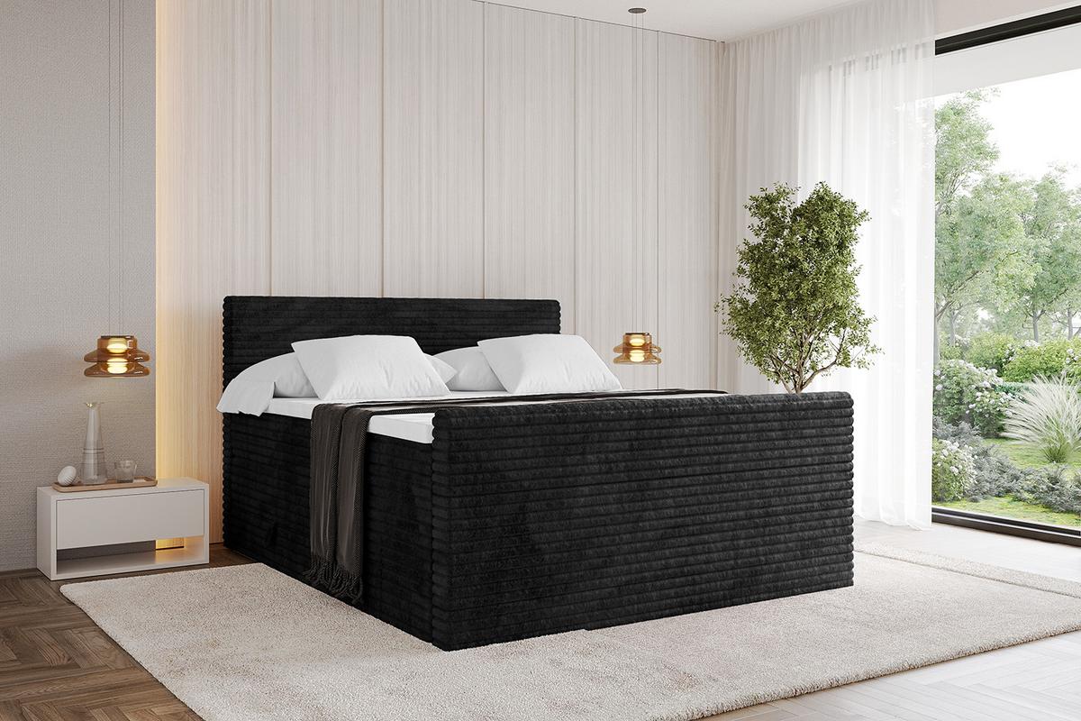 BOXSPRINGBETT mit Matratze H3|H4 und Lattenrost - TOLO-Z KING-v1 120x200 Cord - Schwarz - Schwarz, Holzwerkstoff (120/200cm)