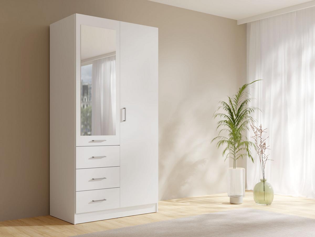 KLEIDERSCHRANK Weiß 101/200,5/58 - Weiß, Holzwerkstoff (101/201/58cm) - RAUMHIRSCH FURNITURE