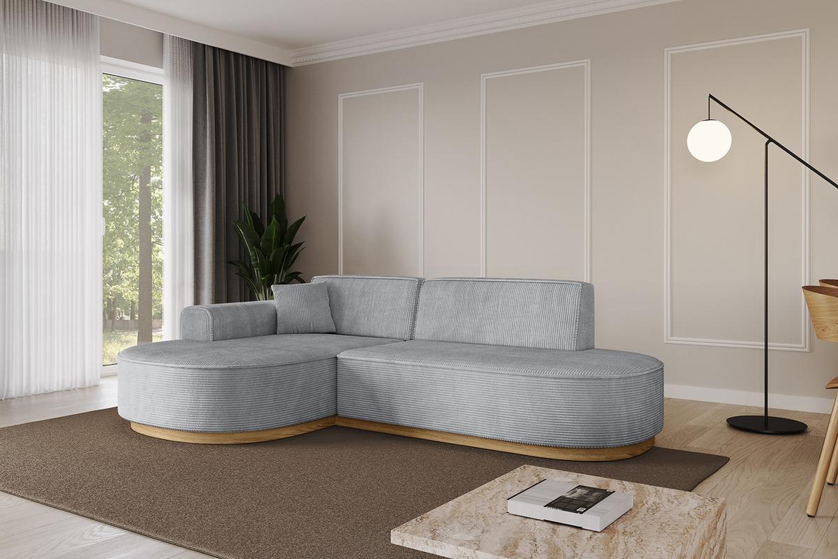 ECKSOFA Ottomane Links MARI-L1-v2 - 243x171x83 cm Grau Cord - Grau, Holzwerkstoff/Textil (243/171cm) - ALTDECOR
