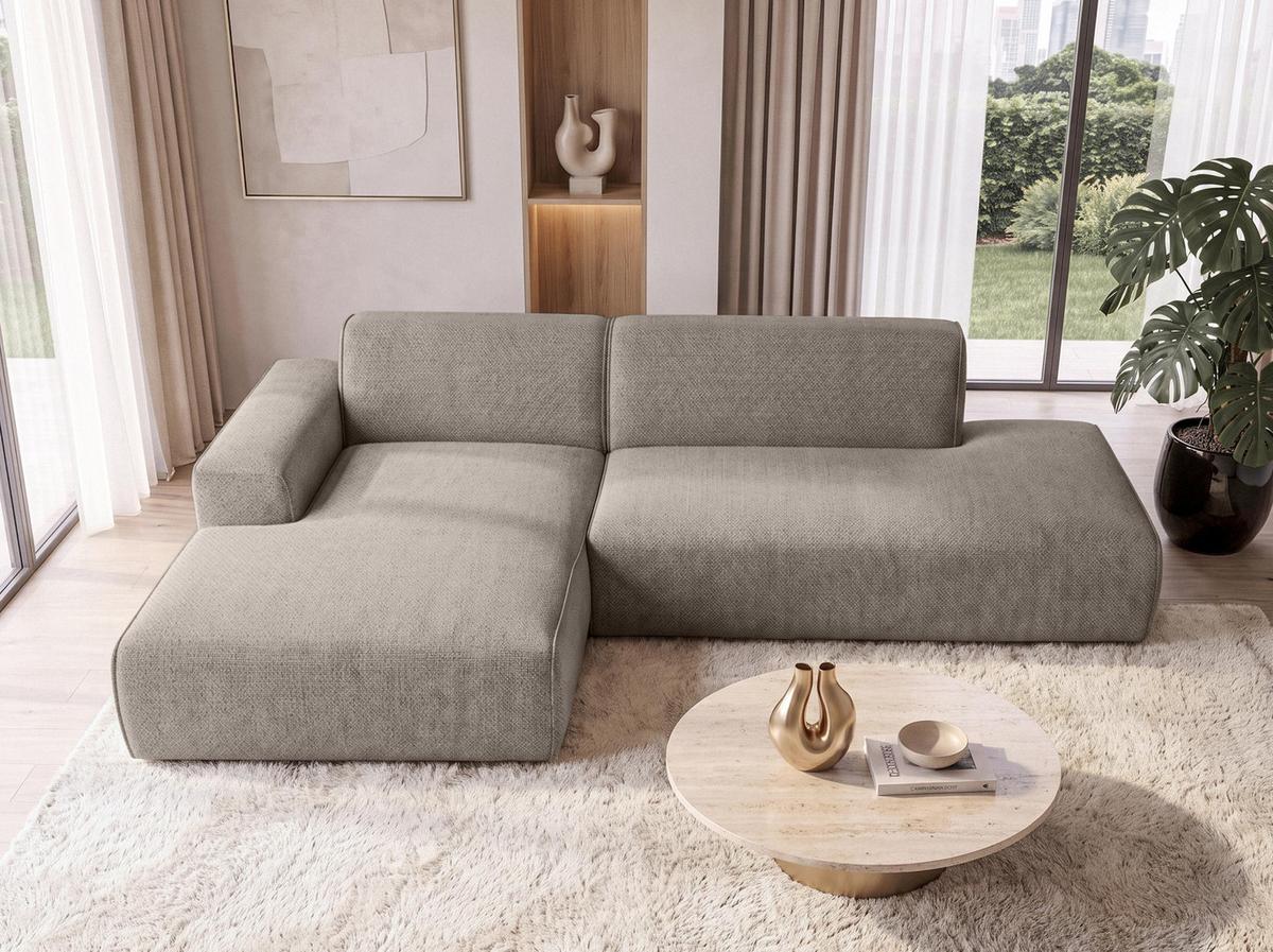 ECKSOFA L Form Didim Duo Braun 288/162/80 cm – stilvolle kleine Eckcouch Links - Schwarz/Braun, Kunststoff/Textil (288/162cm) - AX Living