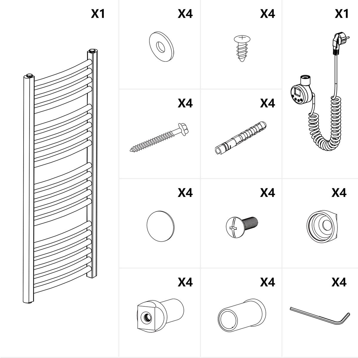HANDTUCHHEIZKÖRPER elektrisch gebogen Anthrazit 75/40/5,6 cm - Anthrazit, Metall (40/75/4.4cm) - EMKE