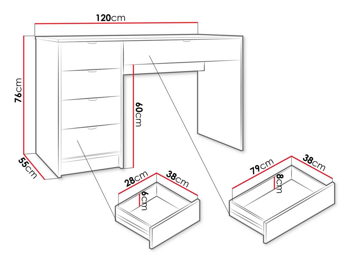 SCHREIBTISCH Tireno - Goldfarben/Schwarz, Holzwerkstoff/Metall (120/55/76cm) - MIRJAN24
