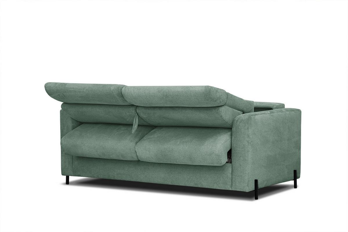 SOFA MEZO 3-Sitzer mit Schlaffunktion, grün - Schwarz/Grün, Holz/Textil (232/90/107cm) - Wozimo