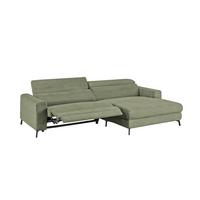 ECKSOFA LAISKA Grün Cord Relaxfunktion - Schwarz/Olivgrün, Textil/Metall (282/177cm) - KAWOLA