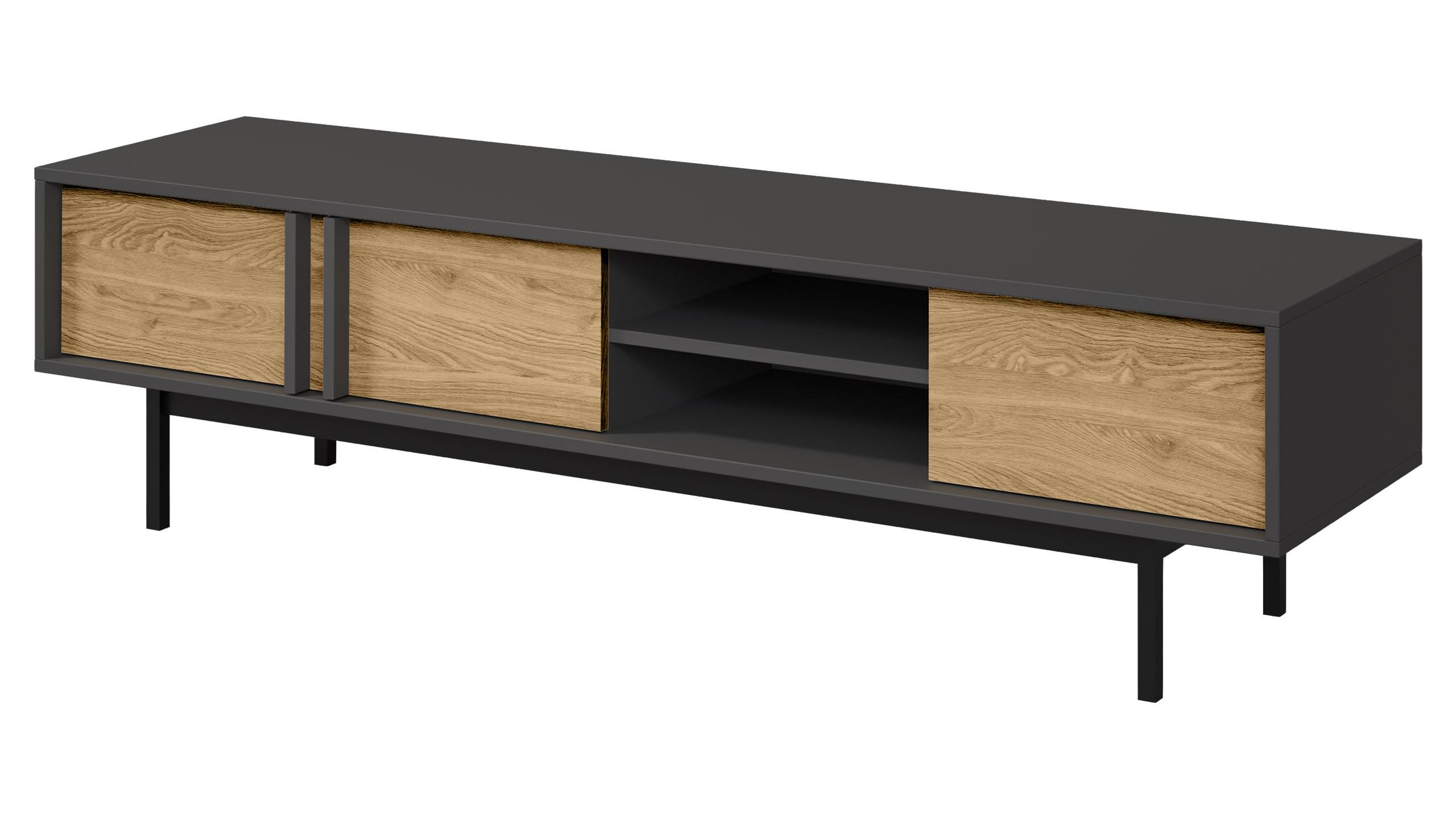 TV-LOWBOARD Alsy 3D AL09 - Eichefarben/Anthrazit, Holzwerkstoff/Kunststoff (163/43/43cm) - MIRJAN24