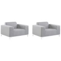 SESSEL 2er-SET Polsterbezug hellgrau/weißes Gestell Rovigo - Weiß/Grau, Textil (105/68/84cm) - Beliani