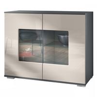 KOMMODE Grömitz Sandgrau Hochglanz - Sandfarben, Holzwerkstoff (92.5/75.5/35cm) - Vladon