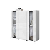 KOMMODE Caro HB 120 mit weißer LED Beleuchtung - Schwarz/Weiß, Holzwerkstoff/Kunststoff (120/122/40cm) - MIRJAN24
