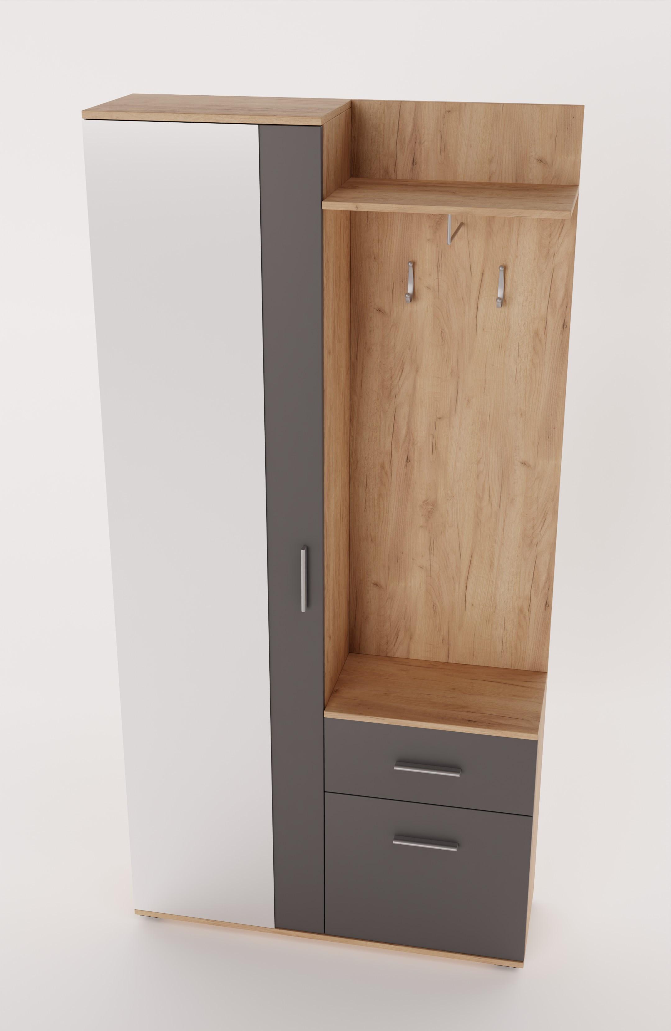 GARDEROBENSCHRANK RAMO 97/195/30 Modern Garderobenschrank Eichefarben - Eichefarben/Graphitfarben, Holzwerkstoff (97/195/30cm) - MASSENO