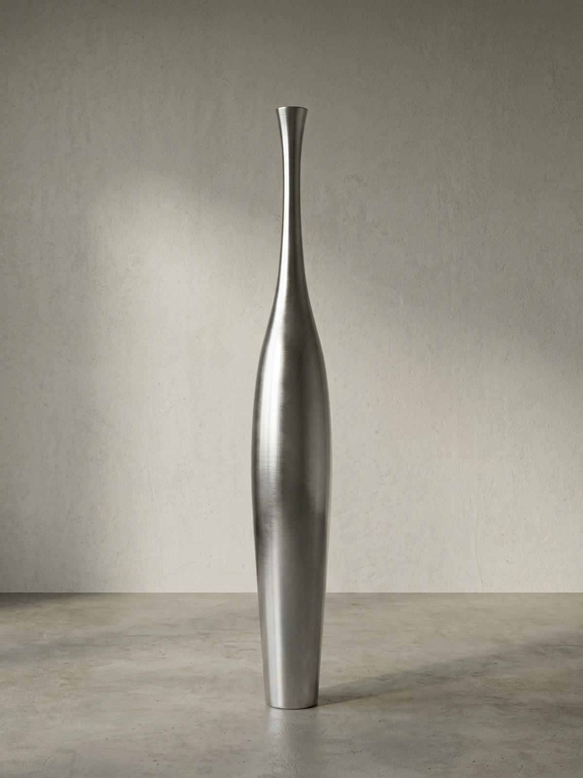VASE Aluminium Modern Stil Modell BOTTLE S Silber mit einer Öffnung - Silberfarben, Metall (100cm) - KADIMA DESIGN
