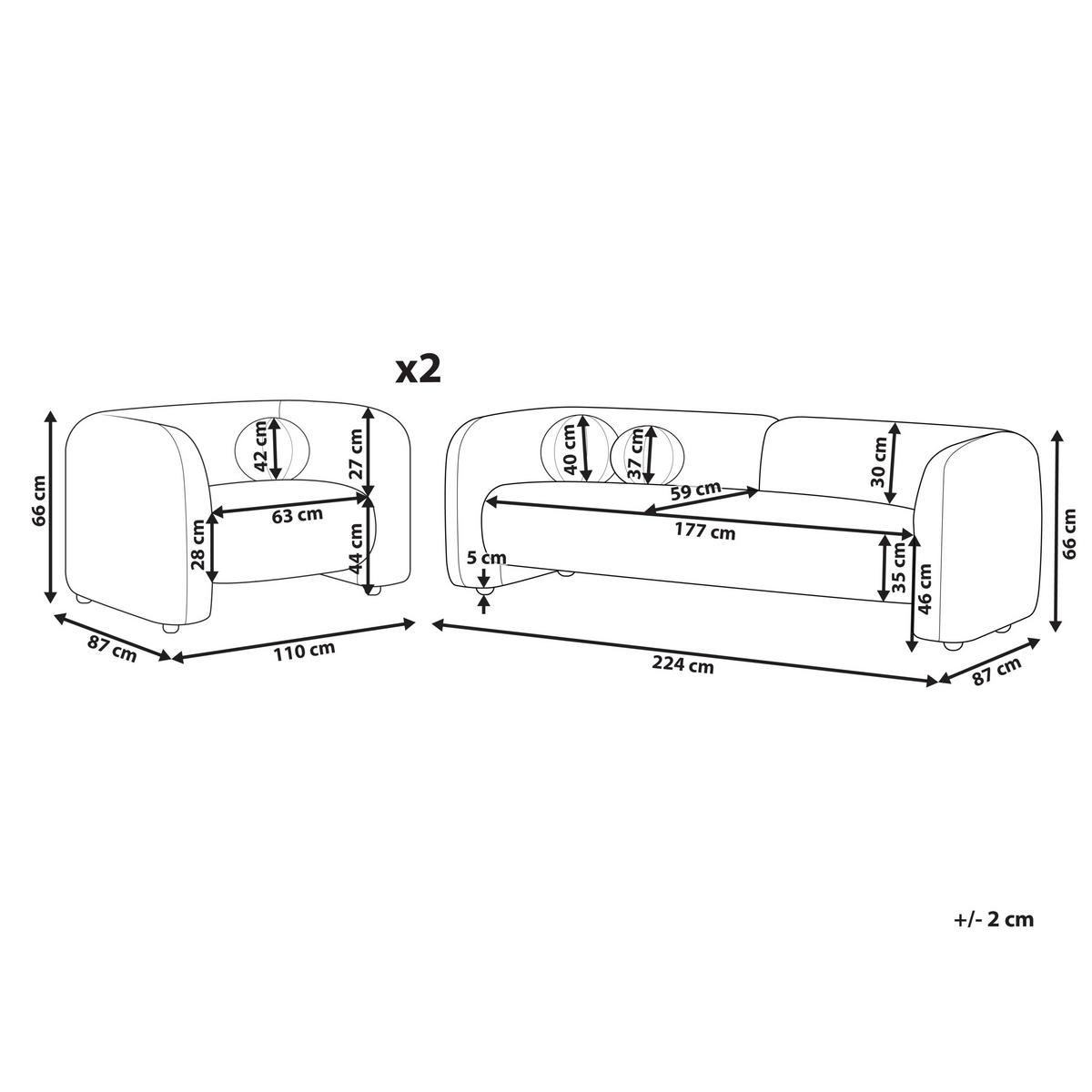 SOFA-SET 5-Sitzer Beige Leiren - Beige, Textil (224/73/83cm) - Beliani