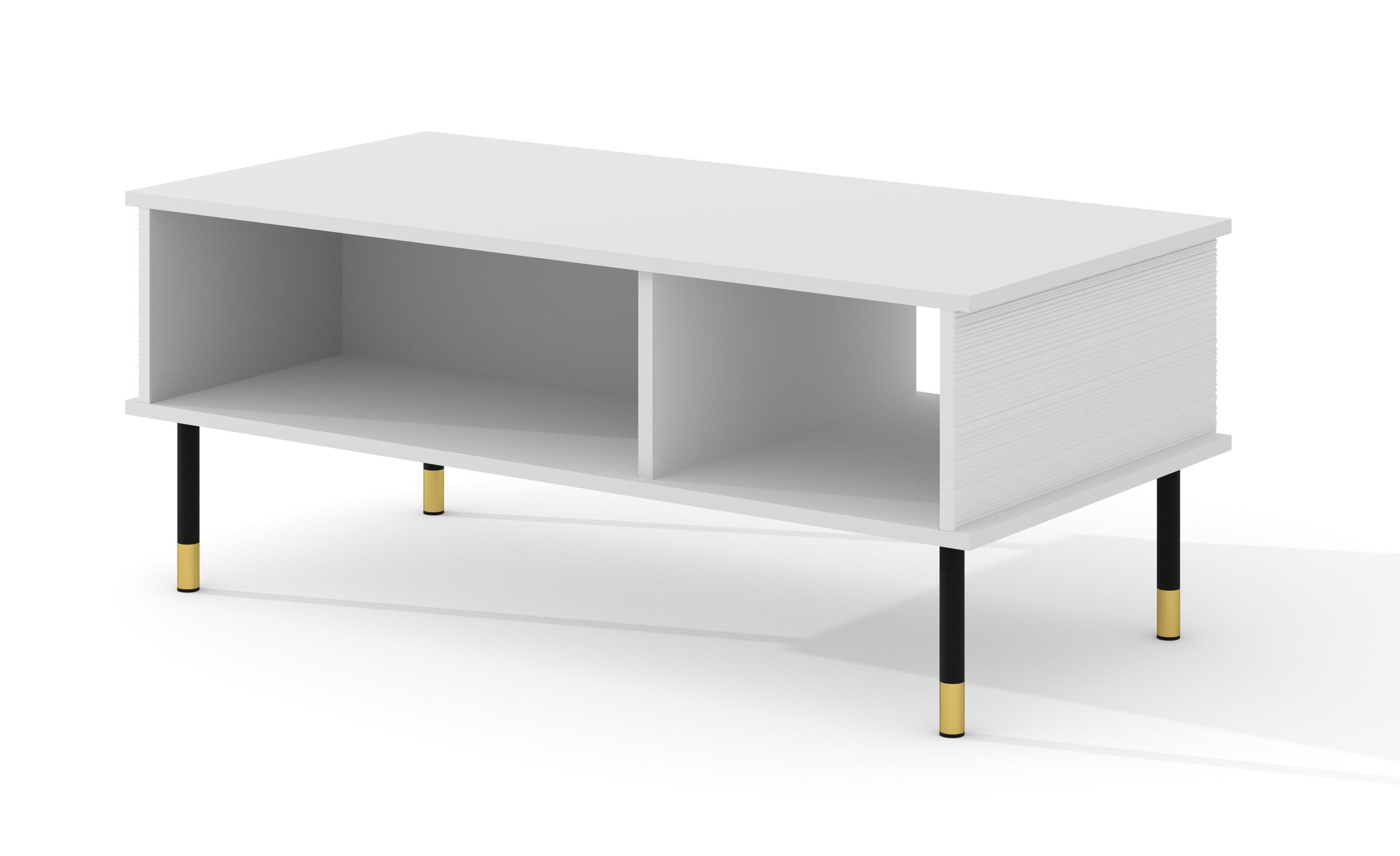 COUCHTISCH Weiß, Gold 110/45/55 - Weiß, Holzwerkstoff (55/110/45cm) - RAUMHIRSCH FURNITURE