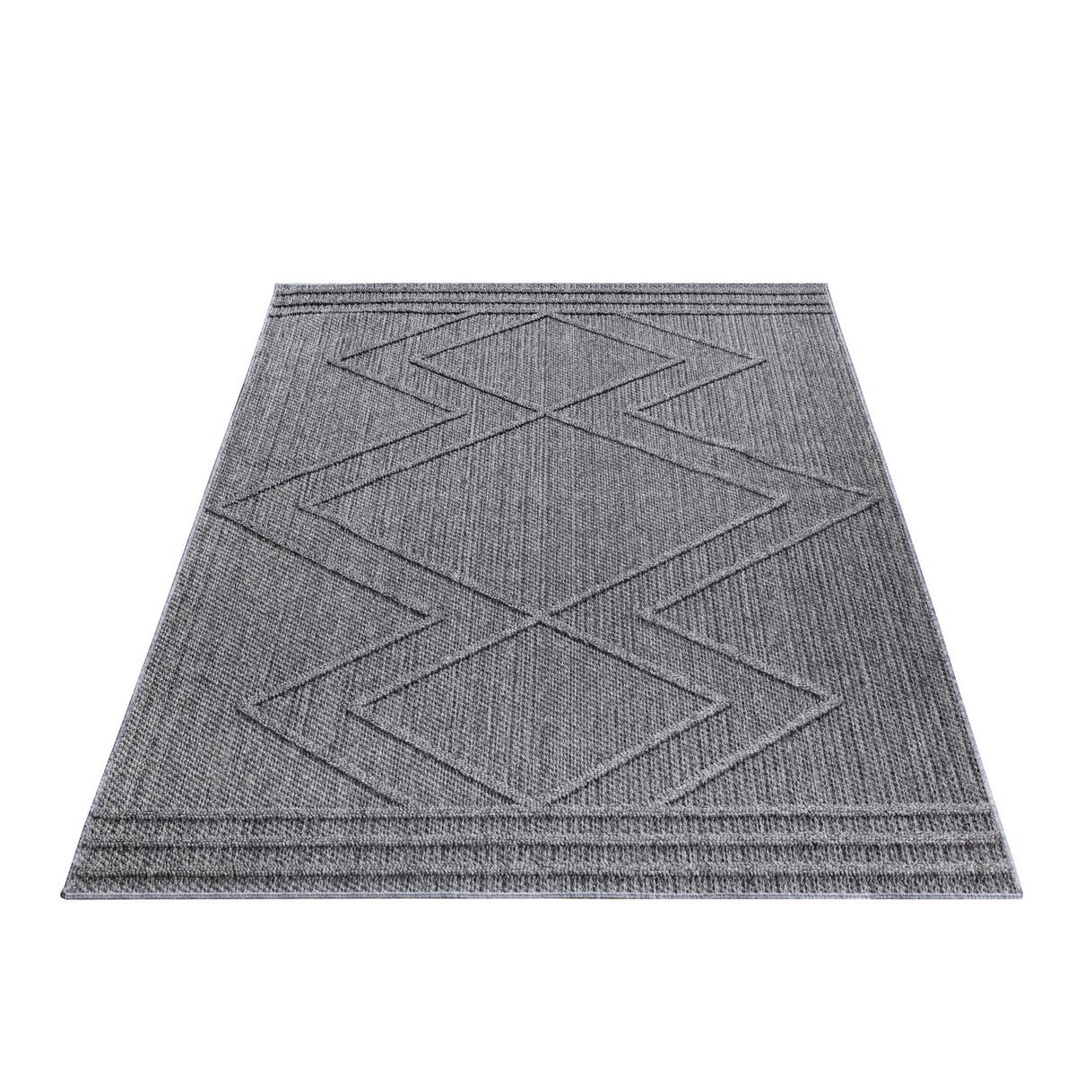 TEPPICH Outdoor IMST in Grau, im Boho-Stil, aus Polypropylen, 240 x 340 cm - Grau, Textil (340/240cm) - KADIMA DESIGN