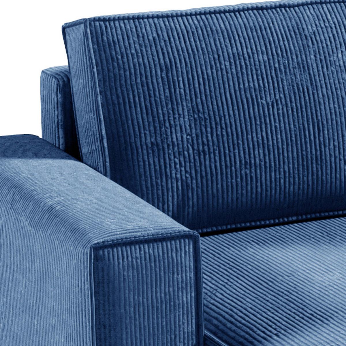 PANORAMASOFA Isaac 5 Sitzplätze Blau - Blau, Holzwerkstoff (398/85/185cm) - Petits-meubles