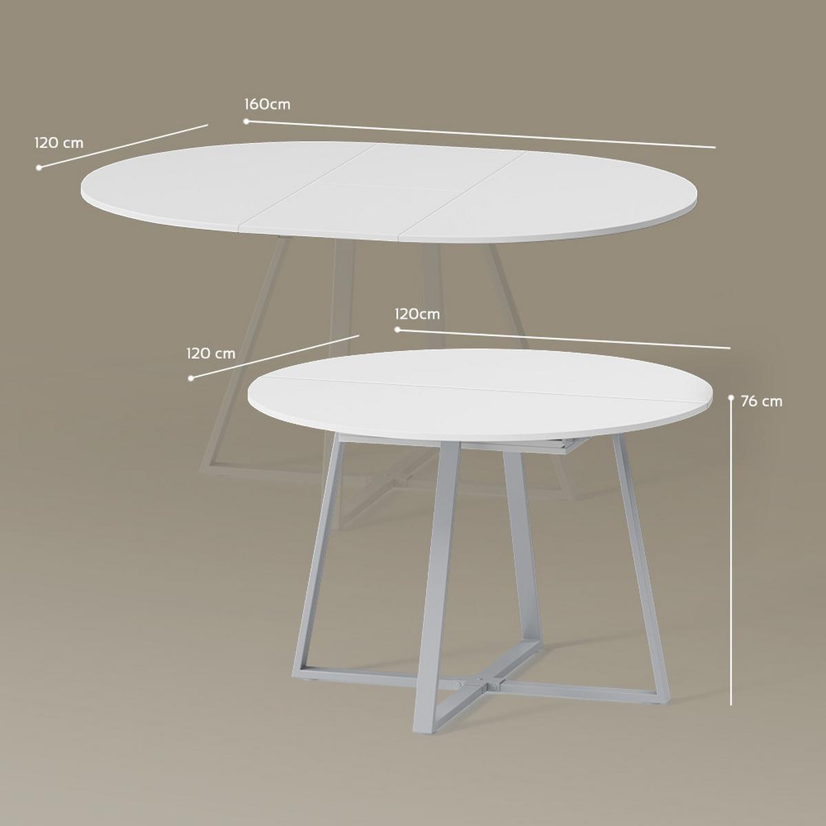 ESSTISCH Firenze Weiß/Grau 120 x 120 cm ausziehbar - Weiß/Grau, Holzwerkstoff (120/120/75.8cm) - Livinity®