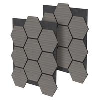 AKUSTIKPANEEL 2er Set Schallschutzplatten Hexagon Grau Holzoptik 66x81x2 cm aus Filz - Grau, Holzwerkstoff (2.1/81.1/66.6cm) - ML-DESIGN