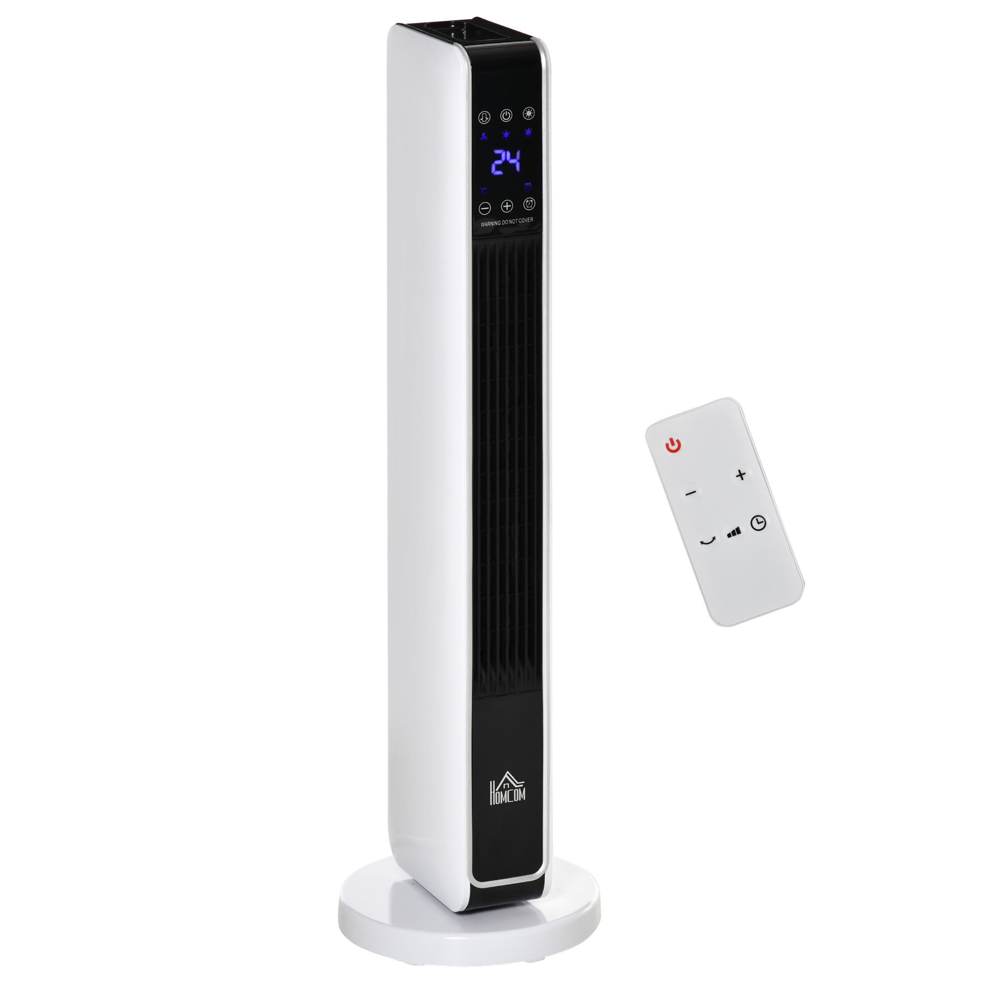 HEIZGERÄT, 2200W, mit Fernbedienung 8-Stunden-Timer, ABS, PA, Weiß+Schwarz - Weiß, Kunststoff (21/73/21cm) - HOMCOM