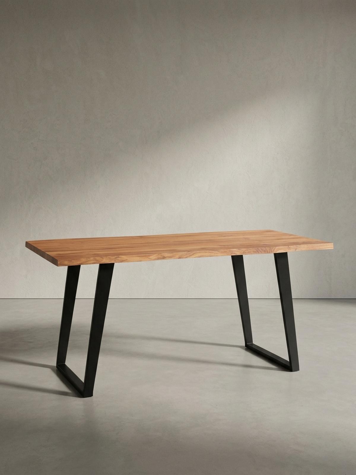 SCHREIBTISCH Massivholz Baumkante U-Gestell Handarbeit ATOLL, Goldbraun-Schwarz 160x80x76 cm - Schwarz/Braun, Holz/Metall (80/160/76cm) - KADIMA DESIGN