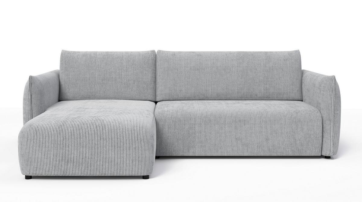 ECKSOFA TAUER 3-Sitzer rechts, hellgrau - Hellgrau/Schwarz, Holz/Textil (248/173cm) - Wozimo