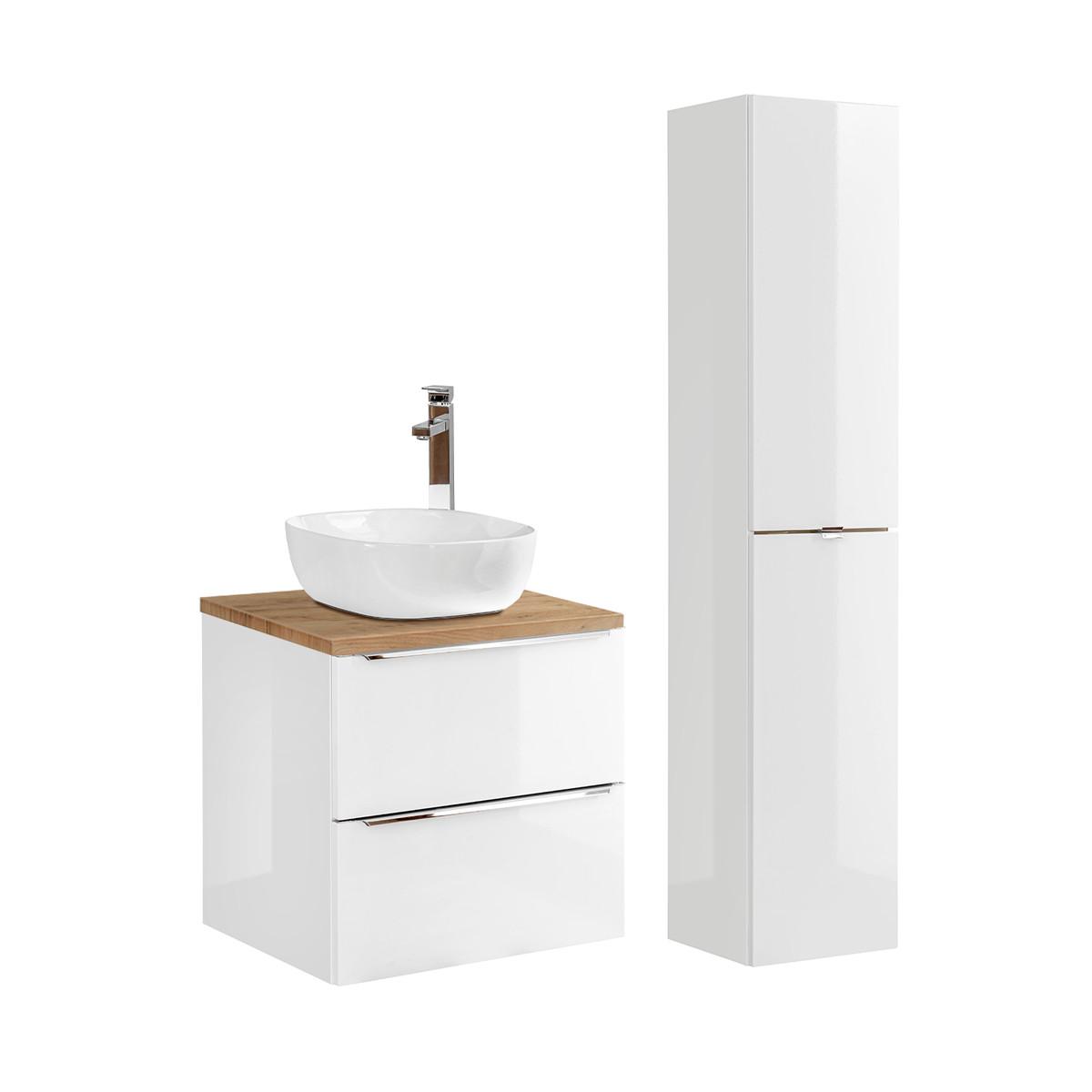 BADMÖBEL 60.4cm April 2er-Set Weiß - Weiß, Holzwerkstoff (60.4/59/46cm) - Petits-meubles
