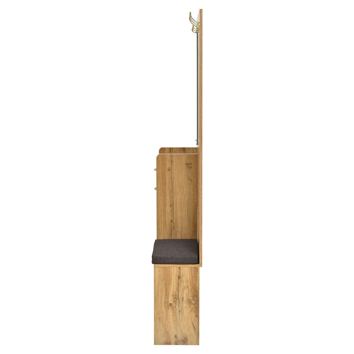 GARDEROBE 100cm Natur & Rattanoptik mit Schuhkipper, Spiegel & Sitzbank - Naturfarben, Holzwerkstoff (99.5/180/26cm) - Urban Meuble