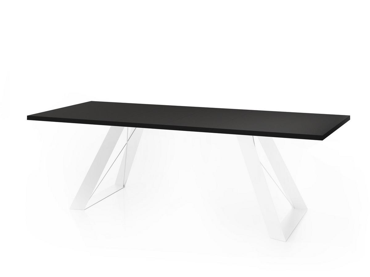ESSTISCH Colter Weiß rechteckig ausziehbar, Schwarz 160-260/90/76 cm - Schwarz/Weiß, Holzwerkstoff/Metall (90/260/76cm) - WFL GROUP