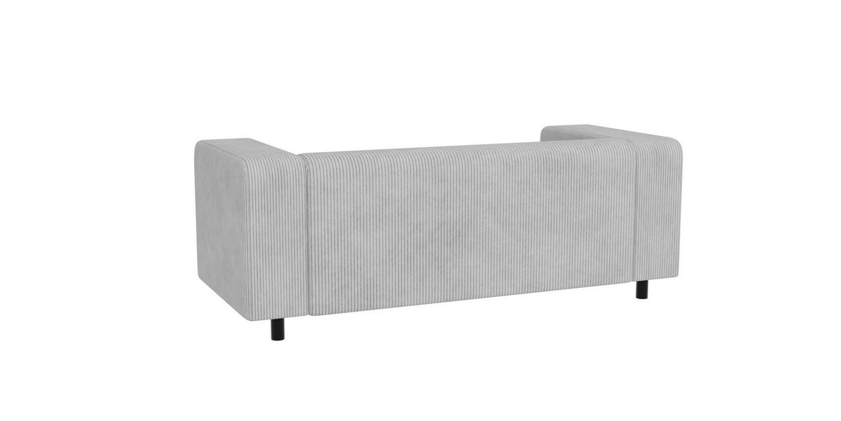 SITZGARNITUR 3+2 Tove Hellgrau Cord - Hellgrau/Schwarz, Holz/Kunststoff (175/65/80cm) - S-Style Möbel