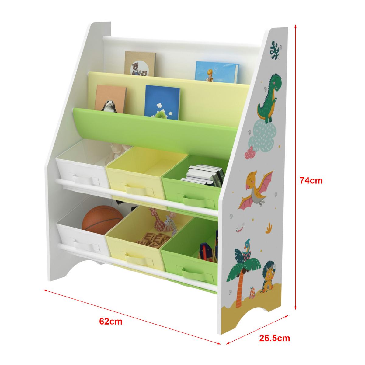 KINDERREGAL Ponteceso - Gelb/Weiß, Holzwerkstoff/Textil (62/74/26.5cm) - [en.casa]