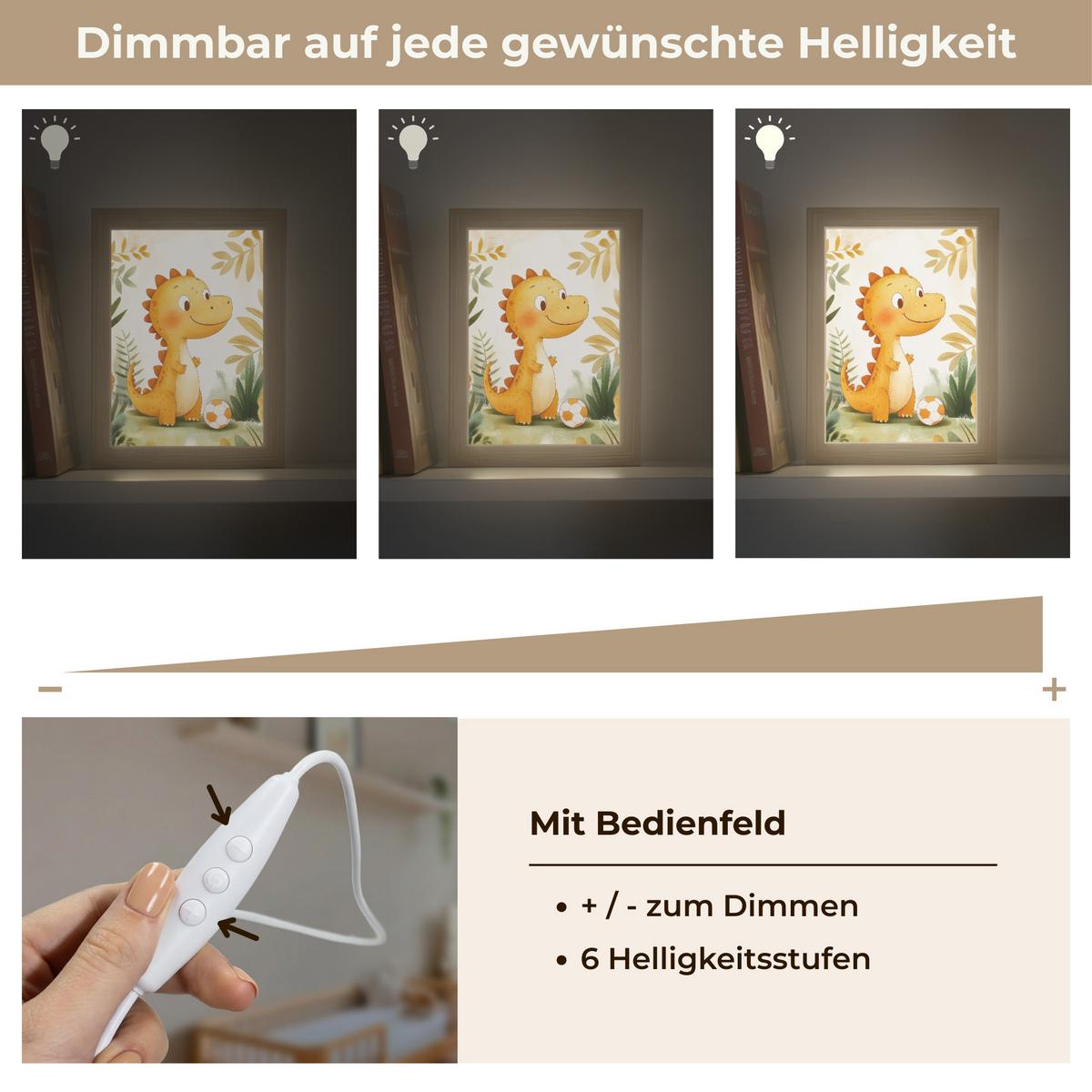 NACHTTISCHLAMPE Dino - Fußball - Orange 15x20 cm - Beige, Holzwerkstoff (8/15/20cm) - OnlyWow