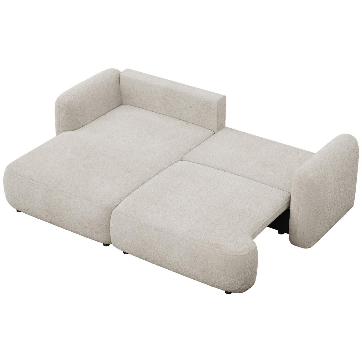 ECKSOFA Tvoya Hellbeige Bouclé - Ecru/Schwarz, Kunststoff/Textil (267/175cm) - Selsey