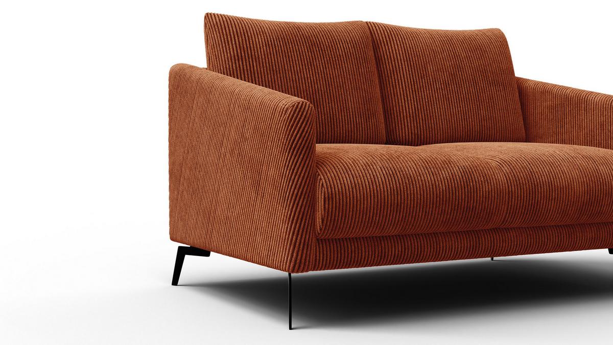 SOFA VILT 2-Sitzer, orange - Schwarz/Orange, Holzwerkstoff/Textil (142/89/94cm) - Wozimo