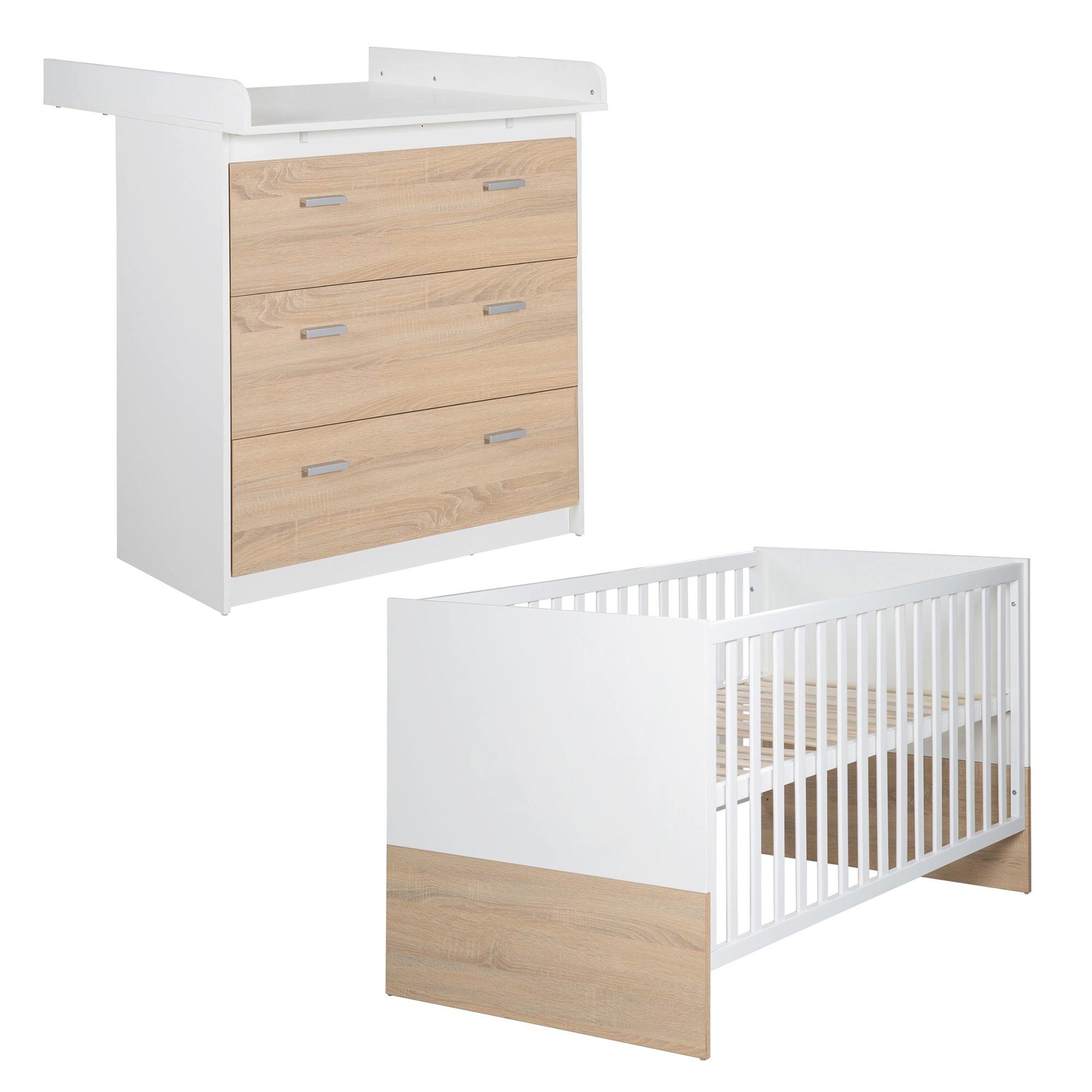 BABYZIMMER-SET Gabriella mit schmaler Wickelkommode 2-teilig - Multicolor, Holzwerkstoff (76/80/142cm) - Roba