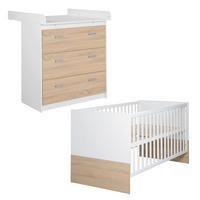 BABYZIMMER-SET Gabriella mit schmaler Wickelkommode 2-teilig - Multicolor, Holzwerkstoff (76/80/142cm) - Roba
