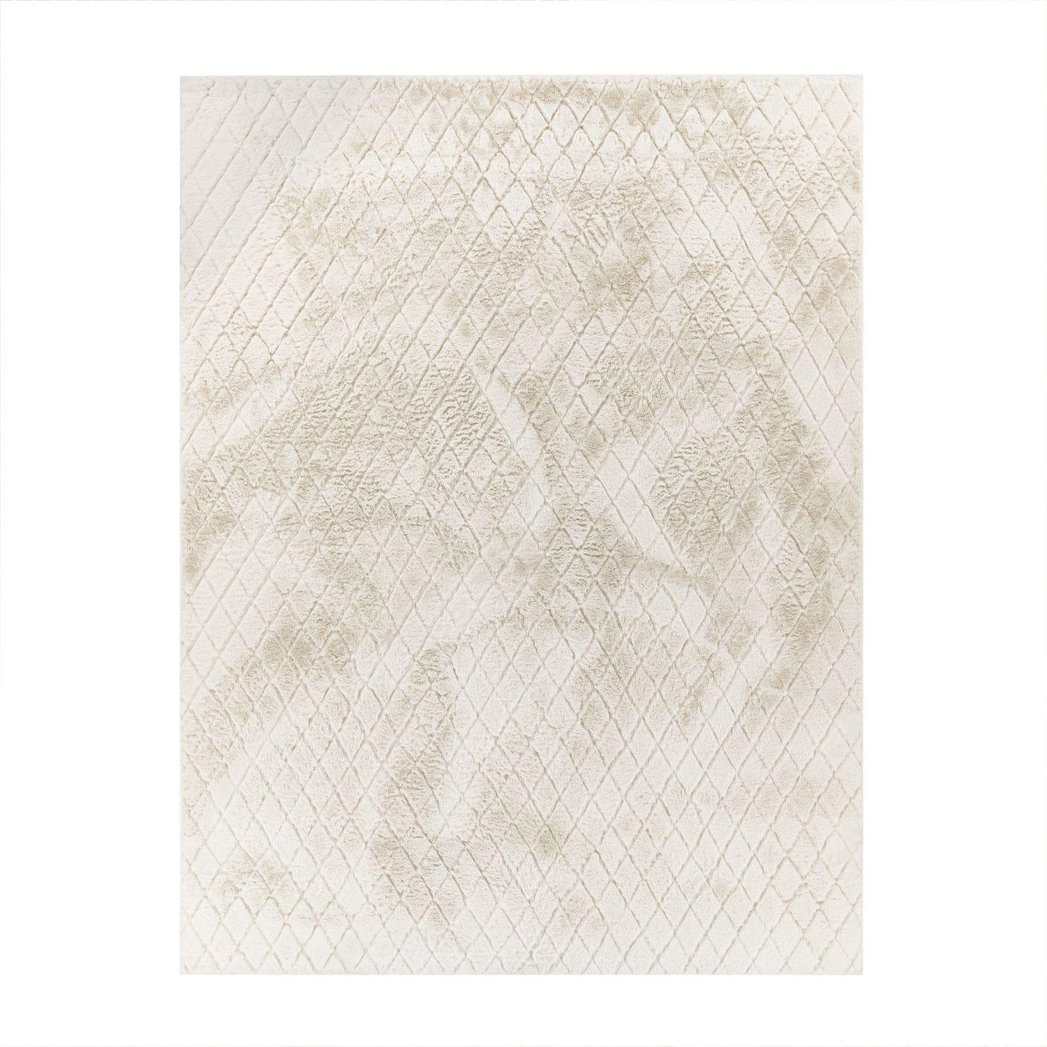 HOCHFLORTEPPICH Rauten Creme 80 x 150 cm - Creme, Kunststoff (80/150cm) - TT Home