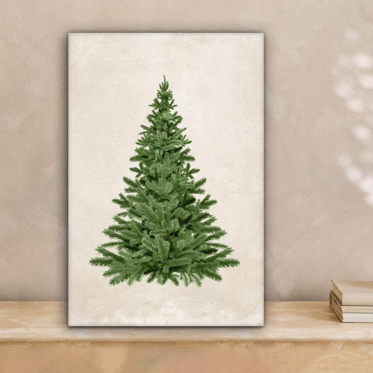 LEINWANDBILD Weihnachtsbaum - Grün - Weihnachten - Feiertage Deko Wohnzimmer 20x30 cm - Olivgrün, Textil (20/30cm) - MuchoWow