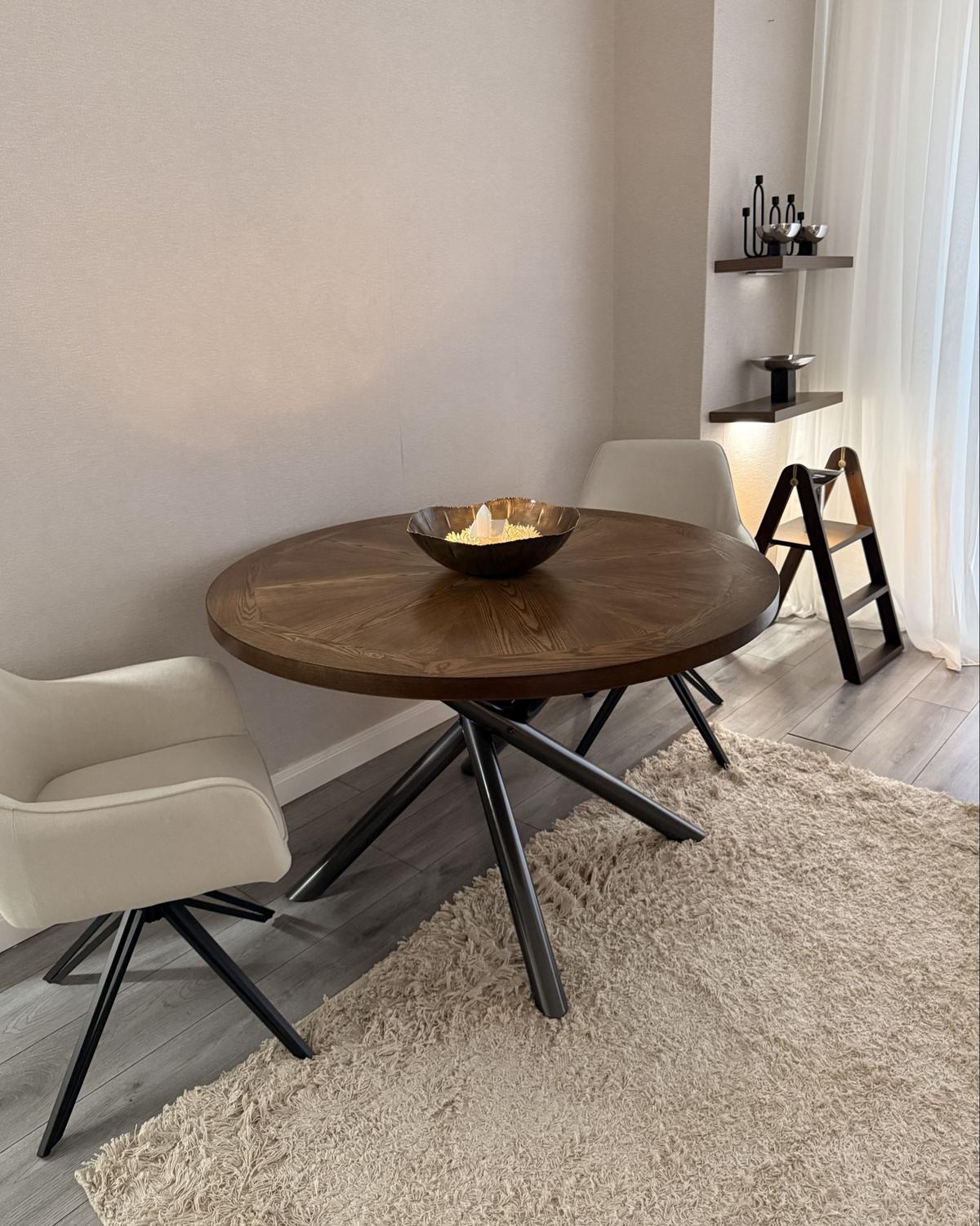 ESSTISCH 120/120 cm Dunkler Holzfarbton/Grau Lorenzo - Dunkelbraun/Grau, Holzwerkstoff (120/120/75cm) - Beliani