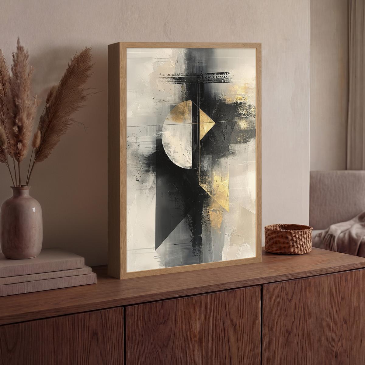 WANDLEUCHTE MIT AKKU Abstrakt - Schwarz - Farbe - Modern 40x60 cm - Grau, Holzwerkstoff (40/60/8cm) - OnlyWow