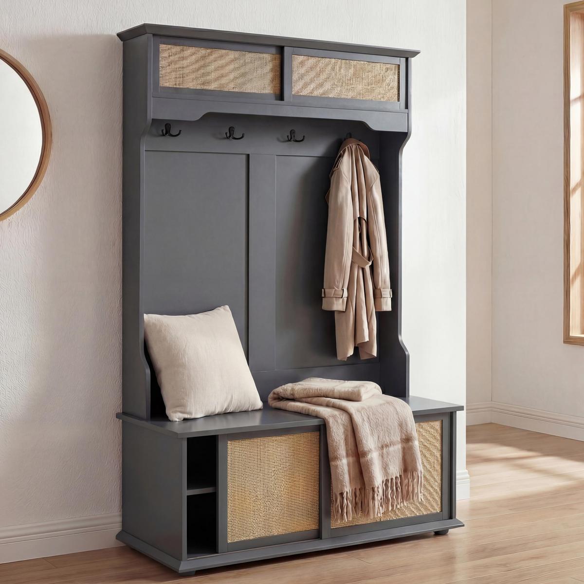 GARDEROBE Dunkelgrau - Dunkelgrau, Holz (100/163/47cm) - MCW