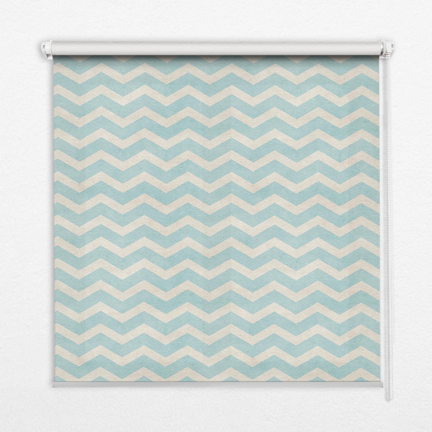 INNENROLLO - Fensterrollo - Rollo - 90x140 cm - Blaue Zickzacklinien - Blau, Kunststoff (90/140/0.5cm) - TULUP