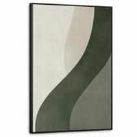 LEINWAND Bilder mit Rahmen - Japandi - Grün - Abstrakt - Modern - 80x120 - Salbeigrün, Textil (80/120cm) - MuchoWow