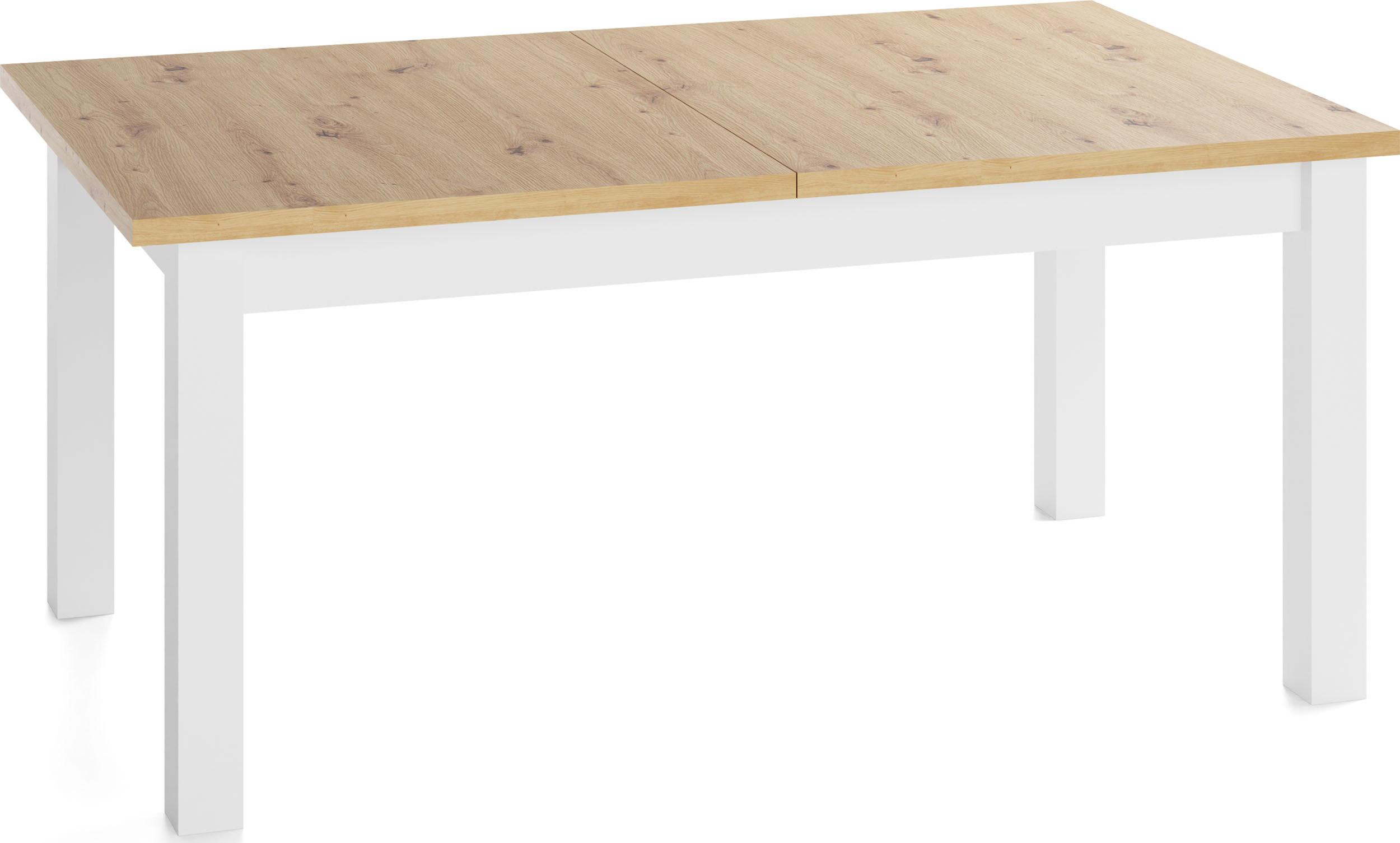 ESSTISCH Lindberg Weiß ausziehbar verlängerbar rechteckig, Eiche Artisan Hellbraun 150-190/90/77 cm - Eiche Artisan/Weiß, Holz/Holzwerkstoff (80/190/76.5cm) - WFL GROUP