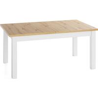 ESSTISCH Lindberg Weiß ausziehbar verlängerbar rechteckig, Eiche Artisan Hellbraun 140-180/80/77 cm - Eiche Artisan/Weiß, Holz/Holzwerkstoff (80/180/76.5cm) - WFL GROUP