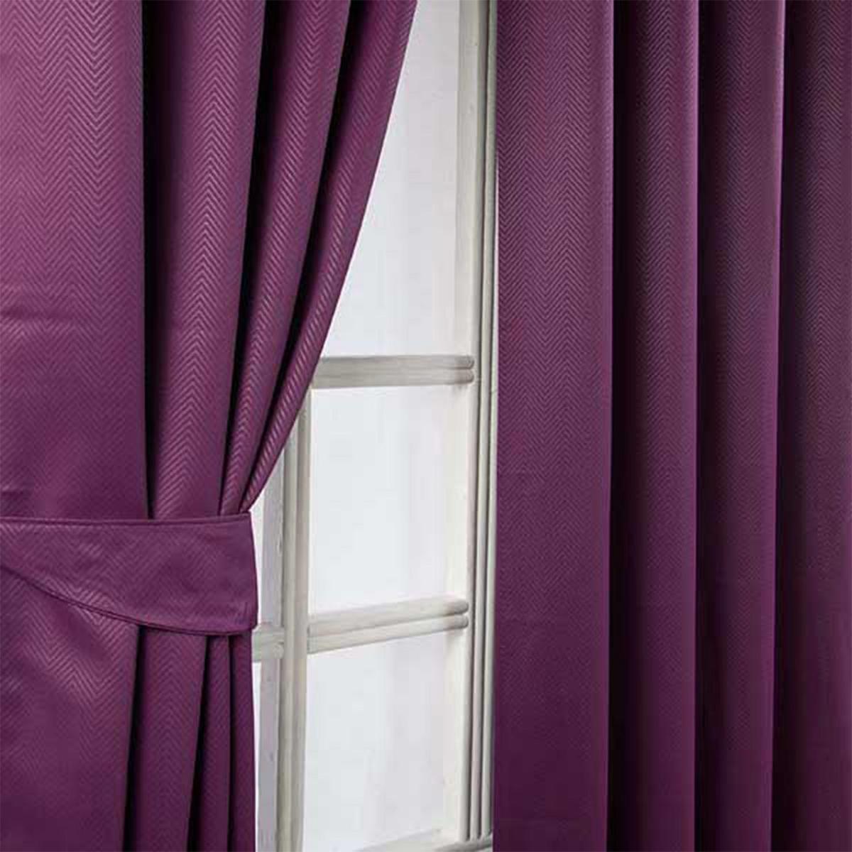 VERDUNKELUNGSVORHÄNGE Fischgrät mit Thermo-Funktion, Ösen 228/137 cm - Aubergine, Textil (228/137cm) - Homescapes