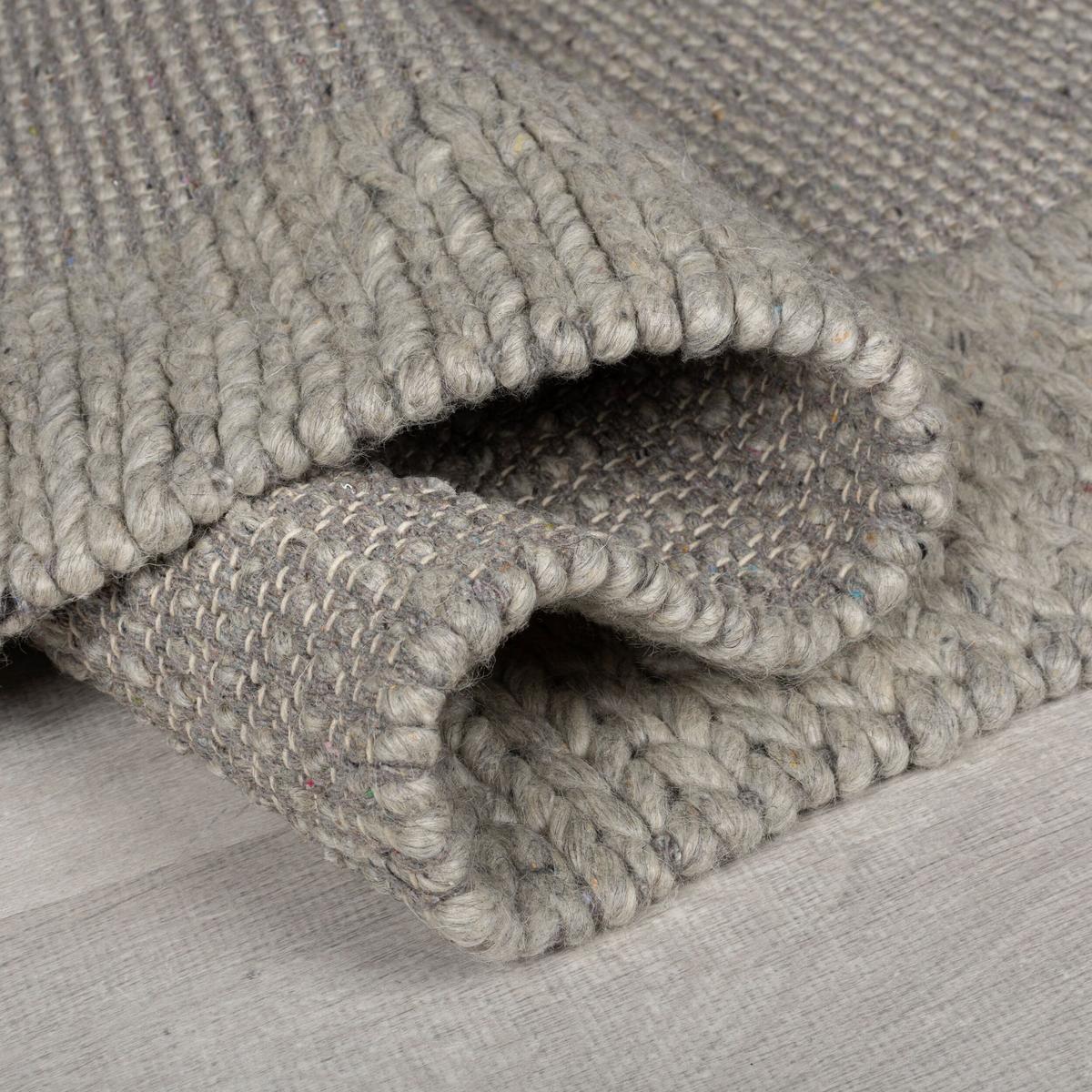 WOLLTEPPICH handgewebt CALDER, einfarbig, Grau, 160 x 230 cm - Grau, Textil (160/230cm) - KADIMA DESIGN