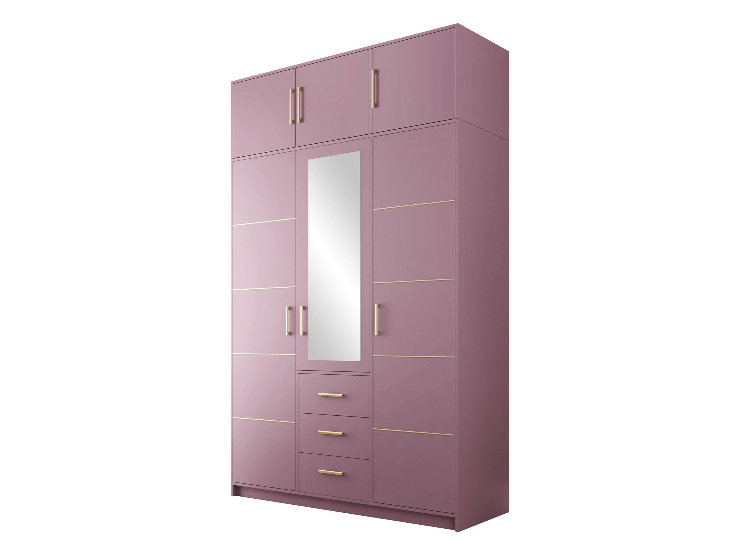 DREHTÜRENSCHRANK Bali D3 II mit Schrankaufsatz - Goldfarben/Rosa, Holzwerkstoff/Kunststoff (147/245/58cm) - MIRJAN24