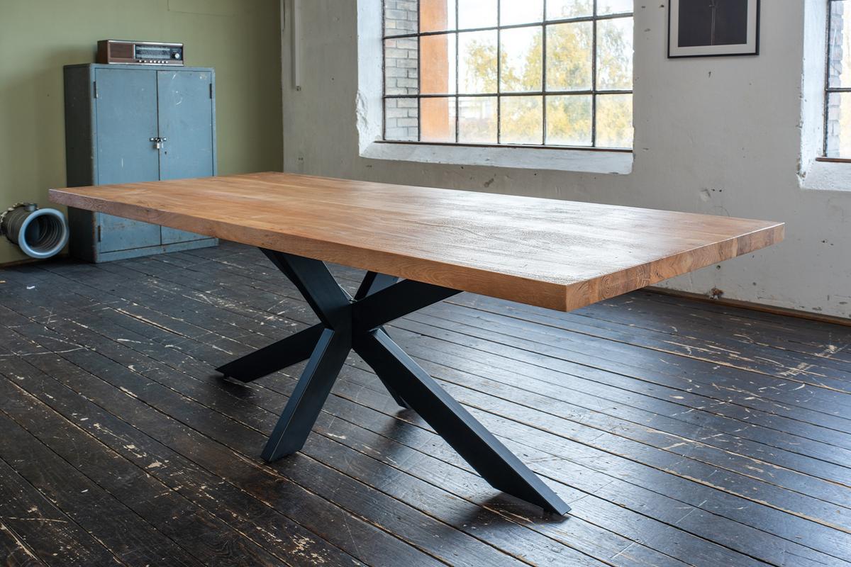 ESSTISCH MIT GERADER KANTE SELVA Braun Akazie - Schwarz/Braun, Holz/Metall (100/200/78cm) - KAWOLA